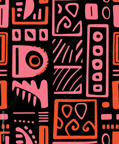 abstract tribal  linocut  valentines mud cloth  valentines day themed   reated with Generative Ai