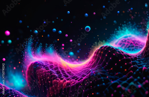 background, abstract neon waves in space