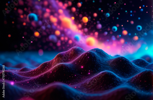 background, waves of dark matter in space in motion in zero gravity
