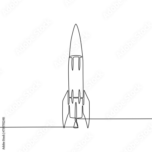 Single continous line art of rocket © dr.lines