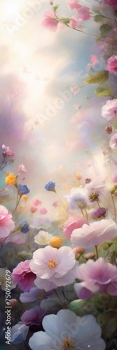 Whispers tale garden of spring flowers. AI generated illustration