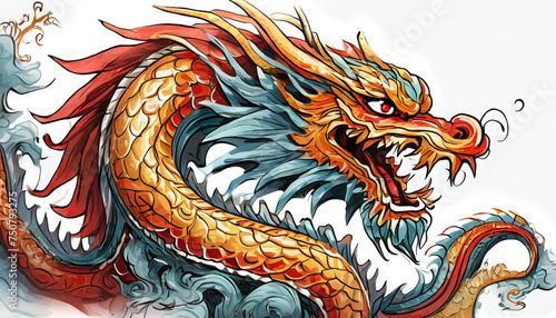 Close up of chinese dragon on white background