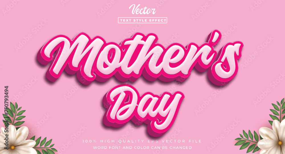 vector mother's day editable text effect