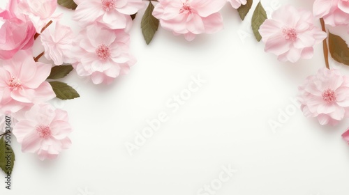 Pink Flowers Blooming on White Background