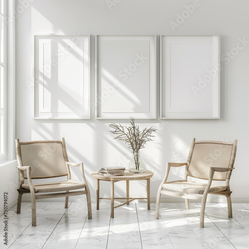Stylish Minimalist Interior Design Mockup featuring White Frames