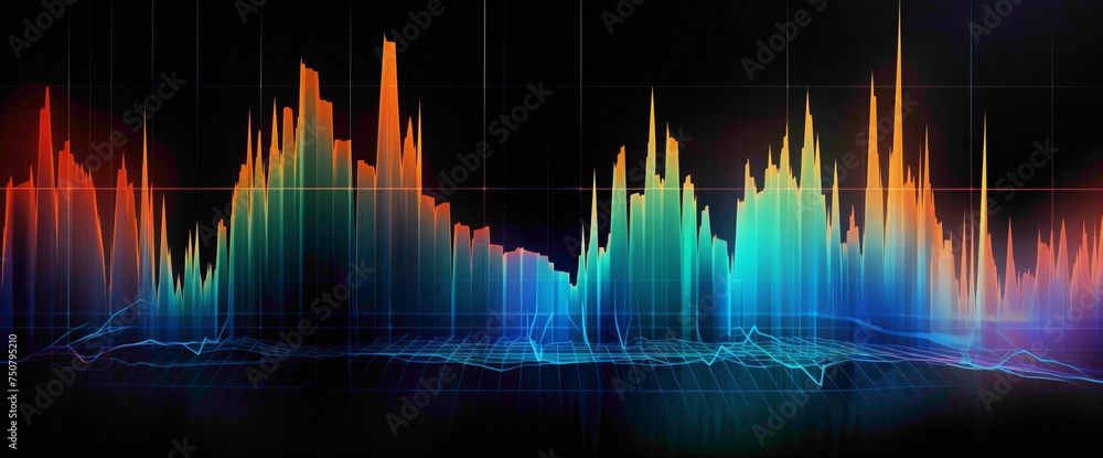 Vibrant stock market pulse graph showcasing the lively fluctuations in financial markets, resembling a pulsating rhythm. Vibrant stock market pulse graph showcasing the lively fluctuations in financial markets, resembling a pulsating rhythm.