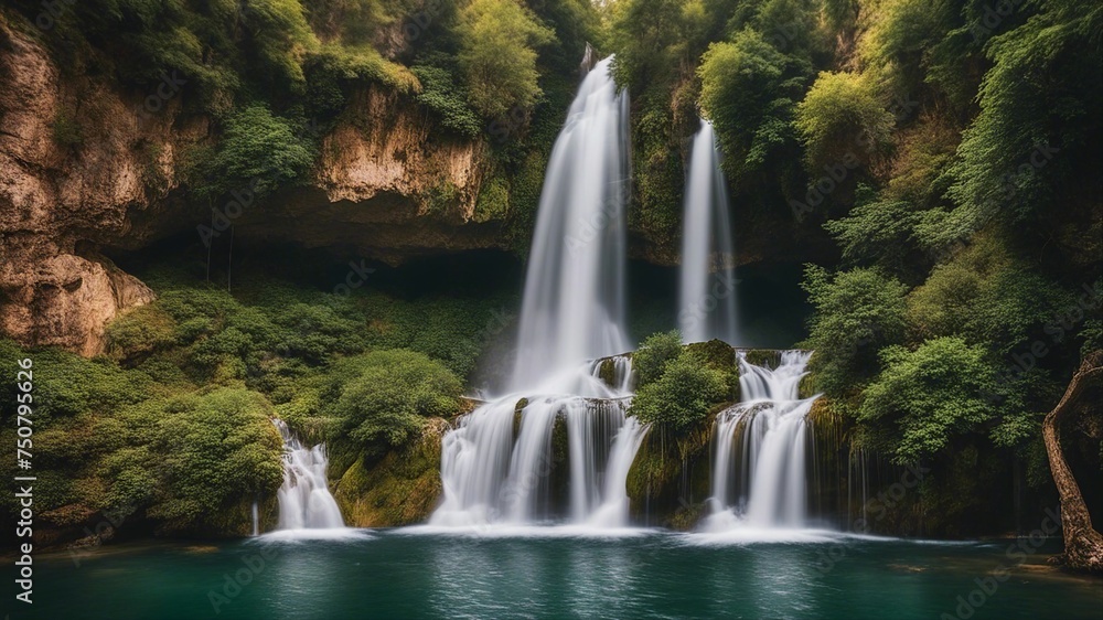 Obraz premium waterfall in the forest Waterfall Duden at Antalya, nature travel background 