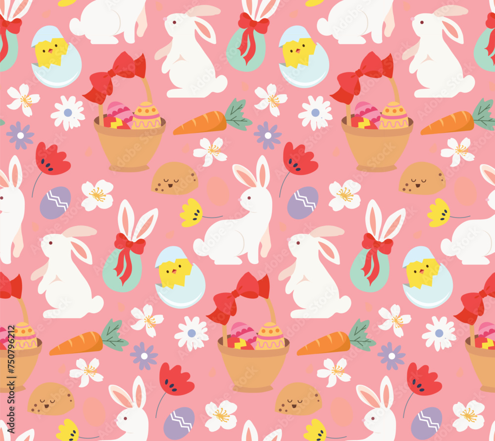 Easter white bunny seamless pattern Easter white bunny seamless pattern