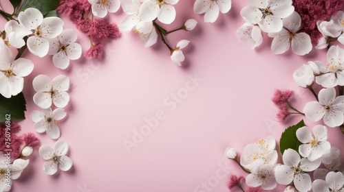 Pink and White Flowers on Pink Background