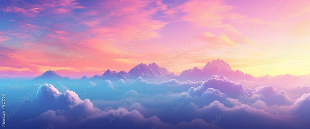 Vibrant sunrise gradient spreading across the sky, infusing graphic designs with radiant colors and creative inspiration.