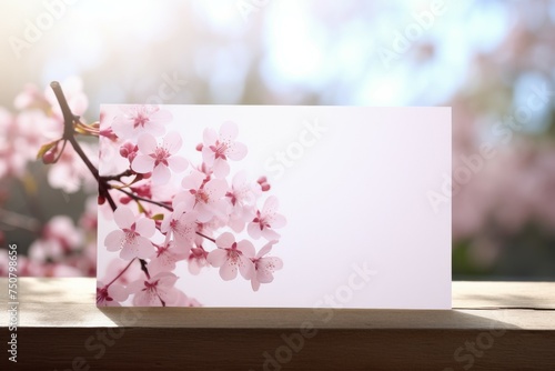 White Card Adorned With Pink Flowers