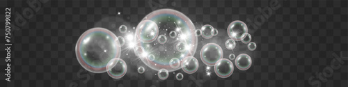 Air bubbles.Soap foam vector illustration on a transparent background.

