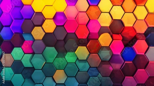 Wallpaper Mural Abstract colorful hexagon background. 3d render illustration. Honeycomb pattern. Abstract background with hexagons, AI Generated Torontodigital.ca