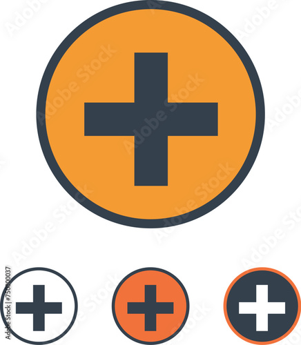 A set of plus sign icons in various sizes.