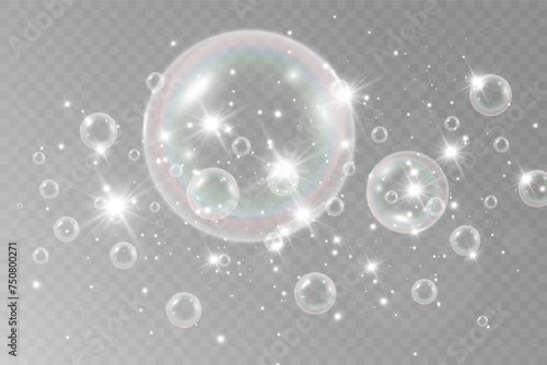 Air bubbles.Soap foam vector illustration on a transparent background. 