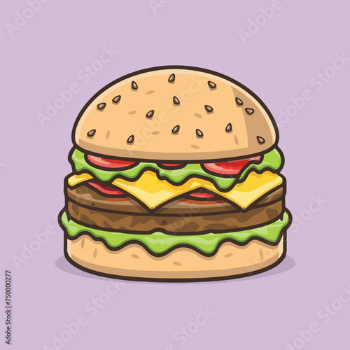 Vector cartoon Cheese burger icon illustration 