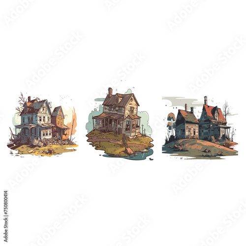 abandoned house old broken set