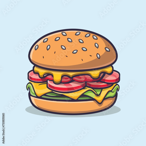 Vector cartoon Cheese burger icon illustration 