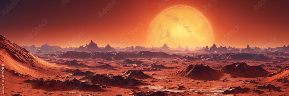 A world beyond our imagination: witness the majesty of an alien landscape with a strange desert and a setting star