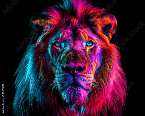 lion head on black background © Manu Sáez  