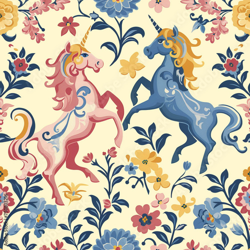 Unicorn seamless pattern tile background