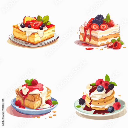 kifli dessert sweet food set hand drawn menu element