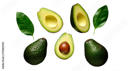Avocado Slices on Transparent Background - Nutritious Ingredients for Healthy Cooking and Vegan Salads