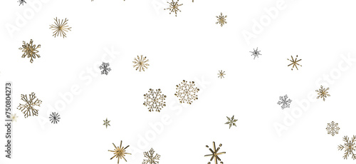 Flurry of Snowflakes: Radiant 3D Illustration Showcasing Falling Festive Snow Crystals