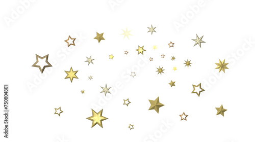 XMAS Banner with golden decoration. Festive border with falling glitter dust and stars. © vegefox.com