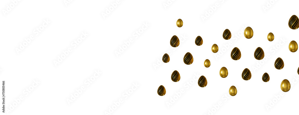 Easter eggs collection. White and gold 3d elegant design elements. Easter eggs collection. White and gold 3d elegant design elements.