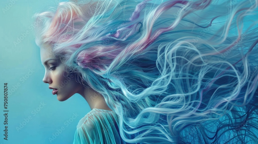 Fototapeta premium headband adorned with shimmering jellyfish tendrils, moving fluidly with every step