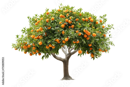 orange tree with fruits on a transparent background