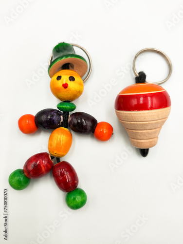 Vibrant Handcrafted Wooden Toys from India  Colorful Objects on White Background for Stunning Product Photography