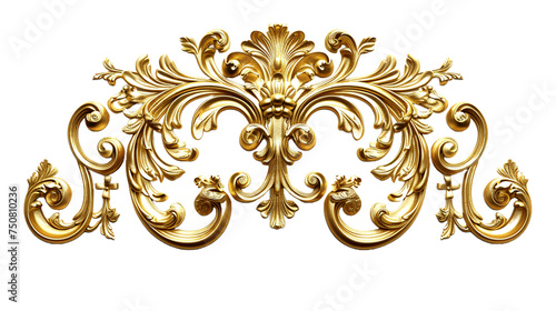 Golden baroque ornament elements on transparent background Remove png