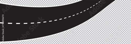 Horizontal asphalt road template. Winding road vector illustration. Seamless highway marking  isolated on white background. EPS 10