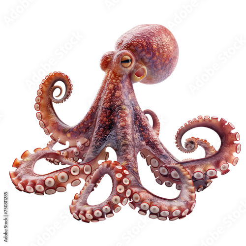Photo of octopus isolated on transparent background