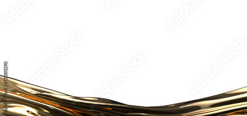 Flying gold cloth isolated on white background 3D render