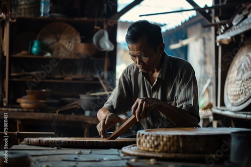 Photograph artisans at work showcasing traditional crafts being preserved and modernized