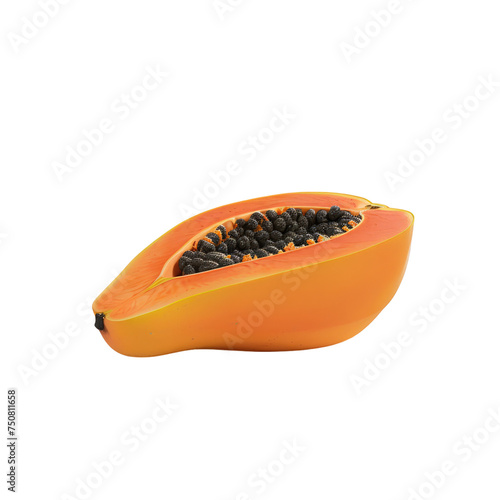 Photo of papaya fruit isolated on transparent background