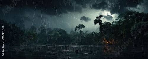 thunderstorm in the amazonian forest photo