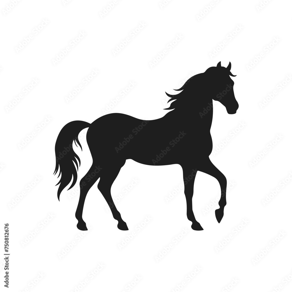 Vector A silhouette of a running horse isolated on white background