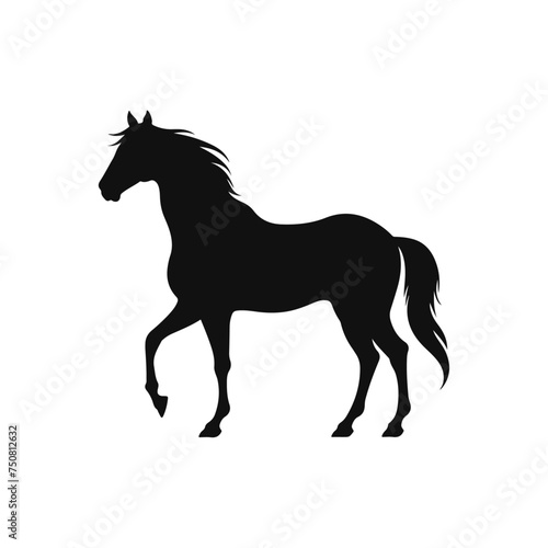 Ve  tor A silhouette of a running horse isolated on white background