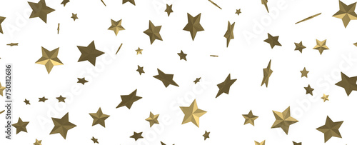 XMAS Stars - Banner with golden decoration. Festive border with falling glitter dust and stars.