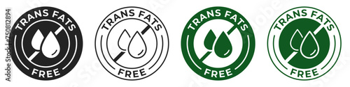 Trans fats free label. Low cholesterol icon. Trans fat free illustration for product packaging logo, sign, symbol or emblem. Low calories badge isolated.