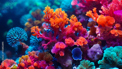 Colorful tropical corals in the sea