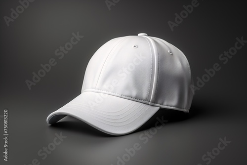 a white baseball cap on a black background