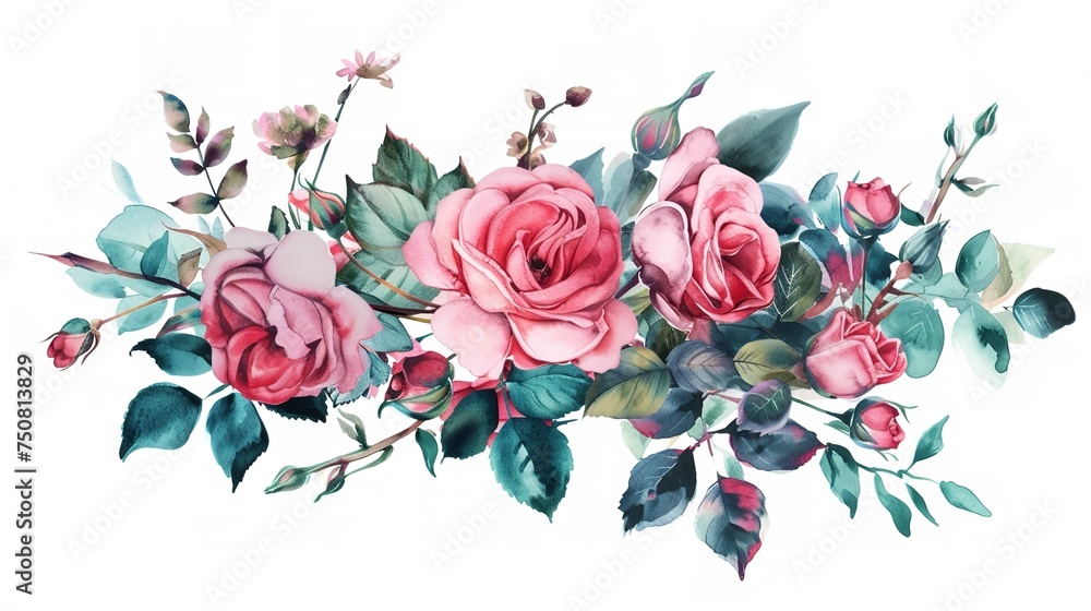 Watercolor floral illustration bouquet