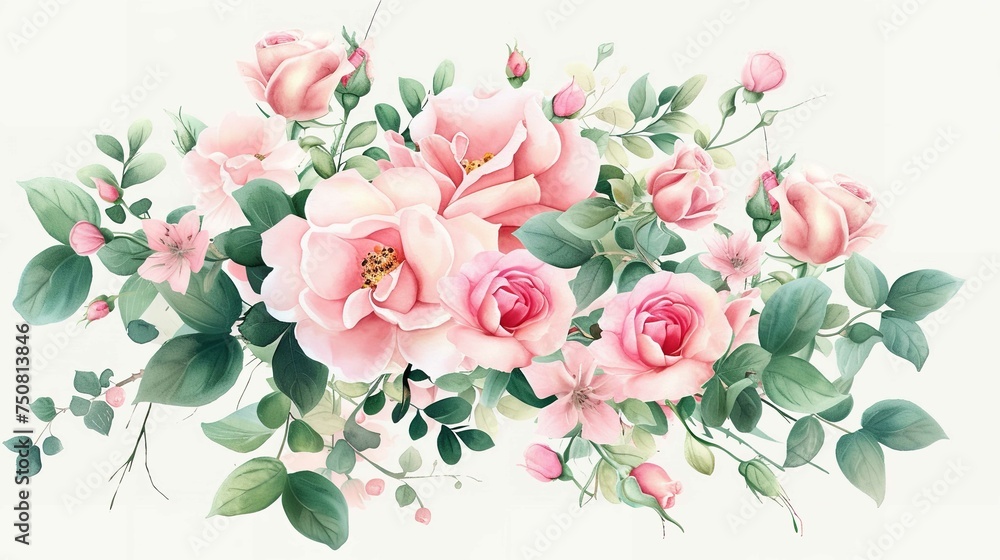 Watercolor floral illustration bouquet