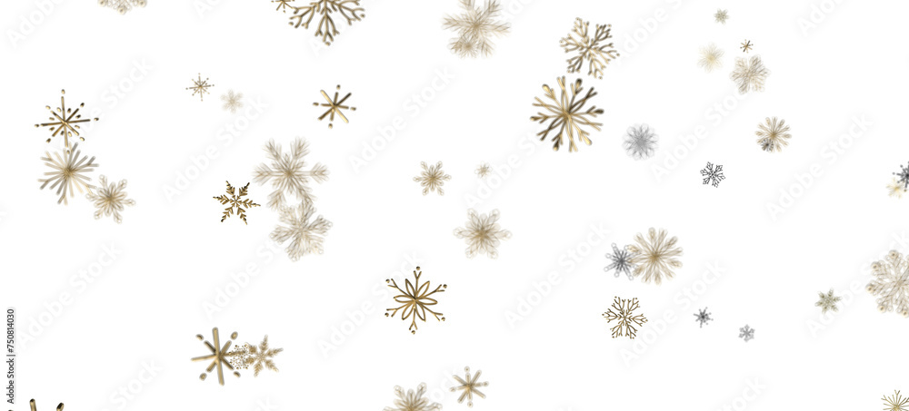 Glistening Snow Shower: Striking 3D Illustration Showcasing Falling Holiday Snowflakes