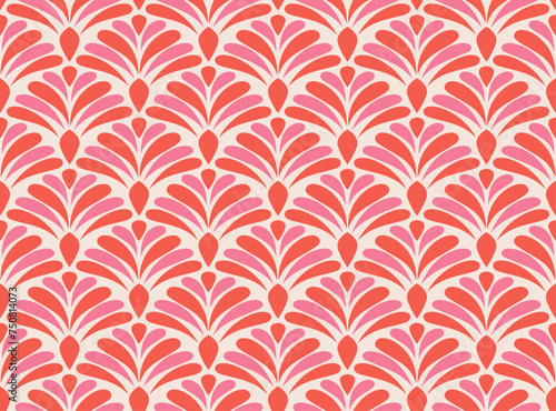 Elegant Damask Floral Vector Seamless Pattern. Decorative Flower Illustration. Abstract Art Deco Background.